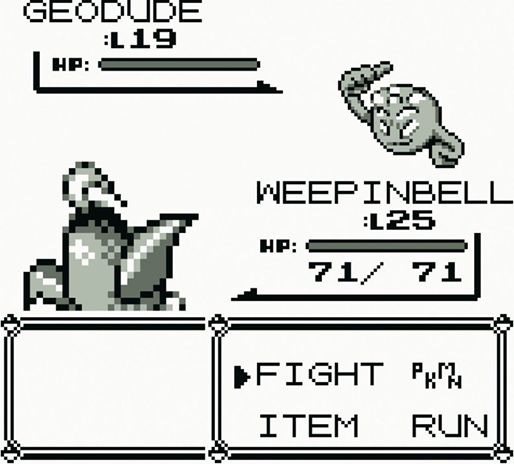 A battle in one of the first Pokémon games