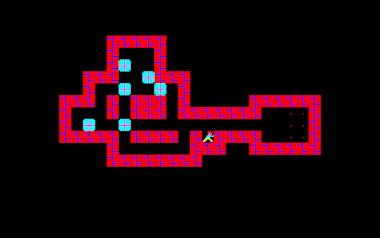 The first level of the original Sokoban