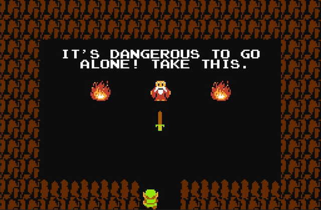 The first cave of The Legend of Zelda